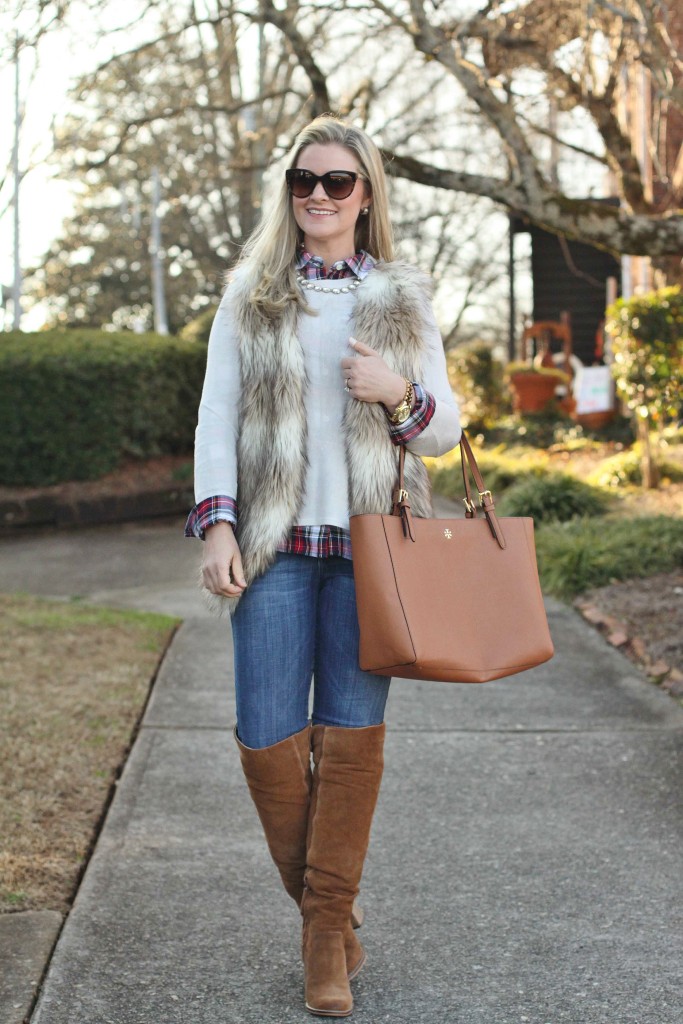 how to layer a fur vest