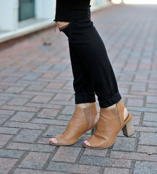 Steve Madden Peep toe booties via Peaches In A Pod blog.