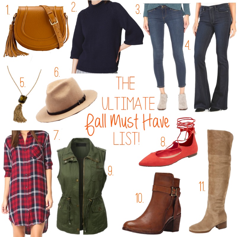 The ultimate Fall must haves list. The list of items that you need in your wardrobe to look stylish this fall via Peaches In A Pod blog.