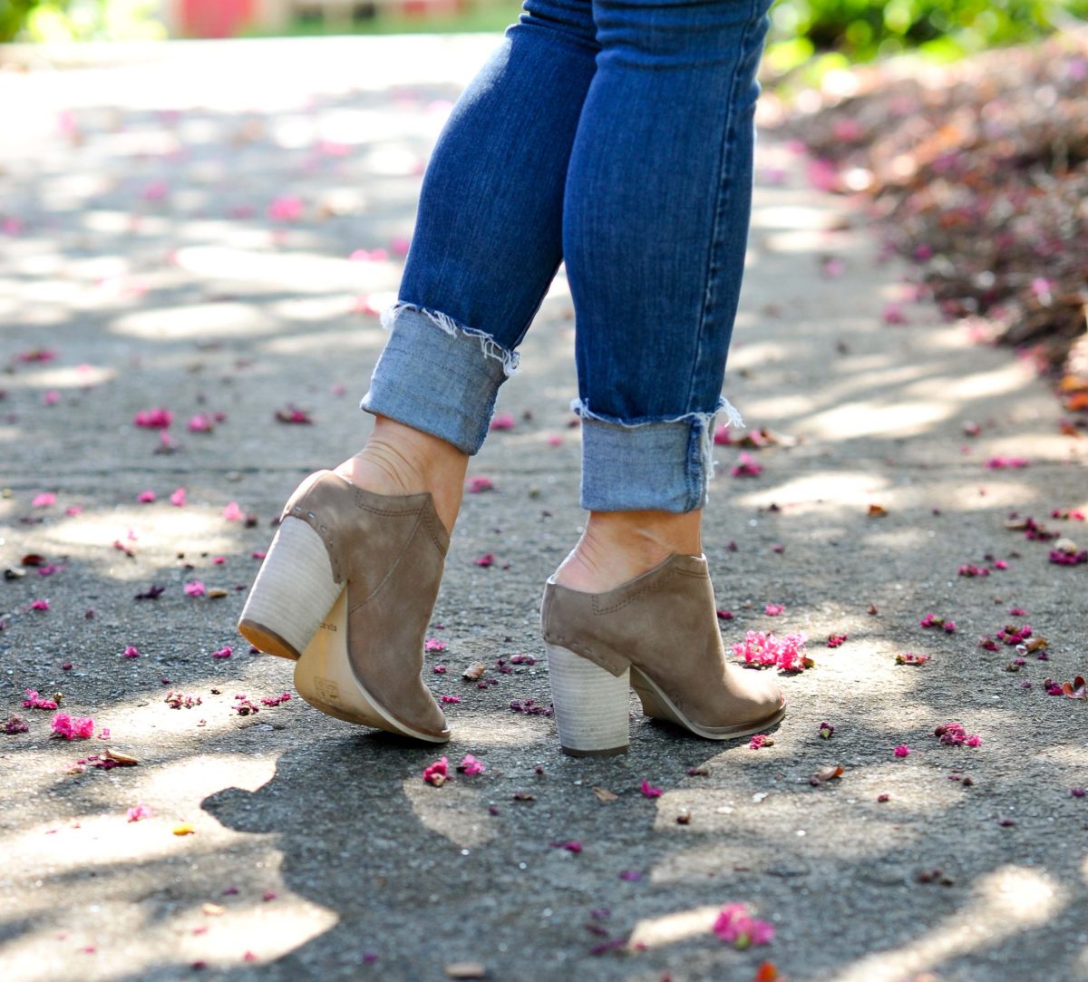 brown open toe mules